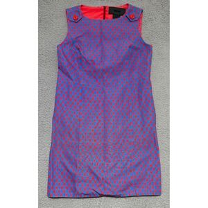 MISS WU Womens Sleeveless dress Size 4 Blue Red 100% Cotton
